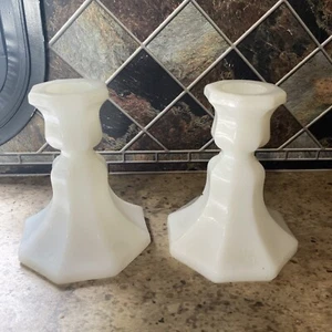 Milk Glass Candle Holders - Picture 1 of 3