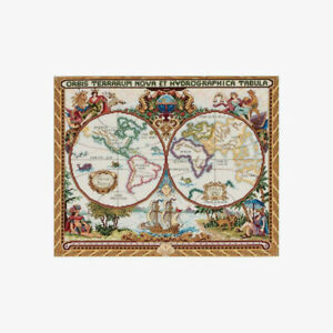 Janlynn Platinum Collection Counted Cross Stitch Kit Olde World Map 15"X18" NEW