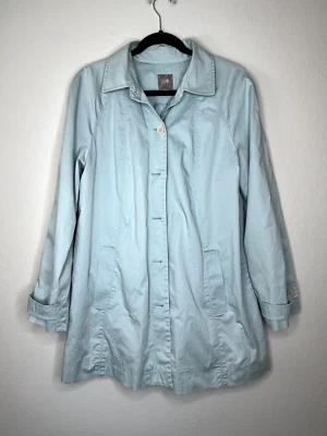 Gabardina J. Jill azul claro sarga elástica forrada de un solo pecho talla mediana Foto 1 de 4