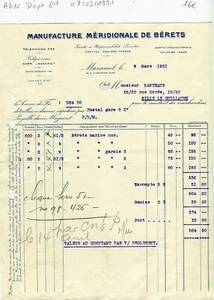 Dépt 81 - Mazamet - Petite Entête d'une Chapellerie du 07/03/1931 - Picture 1 of 1