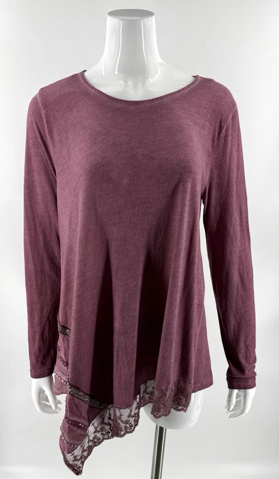 Top túnica Dantelle púrpura malva para mujer talla XL dobladillo asimétrico encaje adornado Foto 1 de 4
