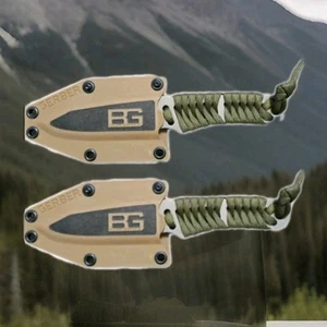TWO Gerber Bear Grylls Green Paracord Knife Desert Sheath Full Tang Fixed Blade - Picture 1 of 13