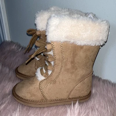 Nuevas botas con cordones de gamuza sintética azul marino antiguas para niñas pequeñas color tostado talla 10 Foto 1 de 4