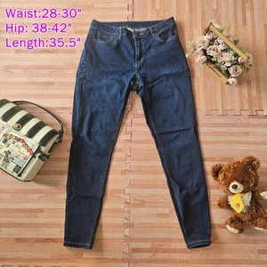 Pantalones de mezclilla ajustados elásticos azul oscuro anko para mujer - Imagen 1 de 6