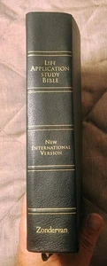 NIV Life Application Study Bible 1997 Genuine Leather Zondervan Black - Picture 1 of 22