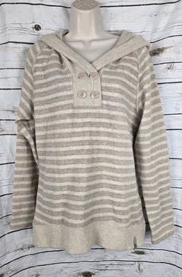 Suéter con Capucha Mountain Hardwear Henley XL Mujer Mezcla de Lana Avena Rayas Foto 1 de 4
