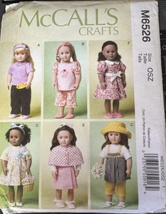 McCall's Crafts patrón M6526 18" muñeca ropa tops, pantalones, jersey, vestido sin cortar - Imagen 1 de 2