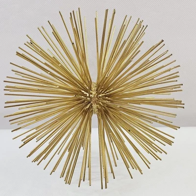 "Escultura de 7"" MCM de metal dorado estrella atómica erizo de mar estallido de sol espiga" Foto 1 de 4