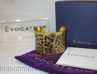 DESIGNER EVOCATEUR EXOTIC LEOPARD CORSET CUFF BRACELET 2" HS-112 RETIRED NOS - Image 1 of 4