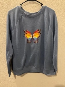 Ladies New Designed Butterfly Sweatshirt by Athletic Works Size XL - Picture 1 of 3