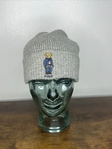 POLO Ralph Lauren Herren meliert grau Wolle Strick Teddybär Beanie OS - Bild 1 von 8