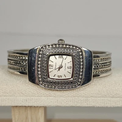 Geneva Platinum WOMEN'S WATCH Cuff Bracelet QUARTZ Analog SR626SW SILVER TONE - Image 1 of 4
