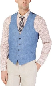Bar III Mens Slim Fit 100% Linen Suit Vest, Navy Blue, S - Picture 1 of 6