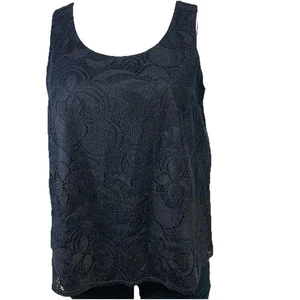 Vtg Onyx Nite Black Sparkle Tank Top 2X Metallic Lined Stretch Classic Formal - Picture 1 of 8