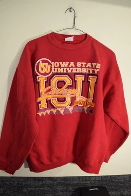Vintage 1980's Iowa State University PUFF PRINT Sweatshirt MENS XL Red USA ISU - Image 1 of 4