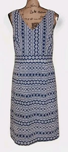 Boden - Clara Blue White Embroidered Sleeveless Dress - Women's Size 10L - Picture 1 of 3