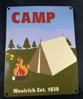 11? X 14?  Woolrich Camp Sign; Tin/Metal