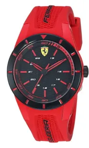 Scuderia Ferrari 0870019 Red Rev Black Dial Red Silicone Strap Mens Sport Watch - Picture 1 of 2