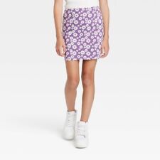 Girls Knit Skirt - Art Class Purple Floral Size L 10/12