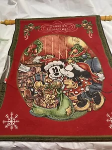 Disney Weihnachtswandteppich Mickey & Minnie Saisongruß 29" Stab SELTEN! - Bild 1 von 10