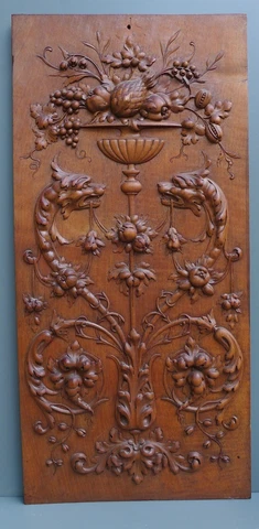 Beautiful Antique wood carving  of a panel with Dragone heads etc 18th C. Dutch Cover