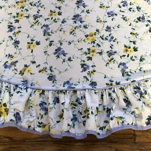 Vtg LAURA ASHLEY TABLECLOTH 74” Round RARE Polyanthus Sapphire Floral Cotton USA - Picture 1 of 8