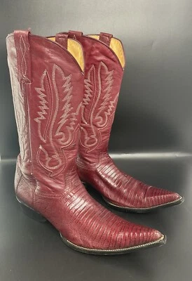 BOTA VAQUERA LOS ALTOS BORGOÑA PUNTA GENUINA LAGARTO TEJU WESTERN TALLA 10.5EE Foto 1 de 4