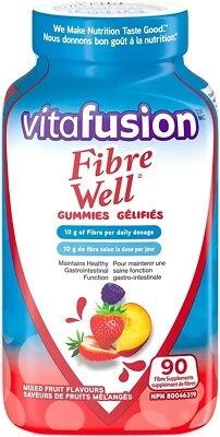 Vitafusion Fibre Well Adult Supplement Gummies, 10g of Fibre, 90 Count