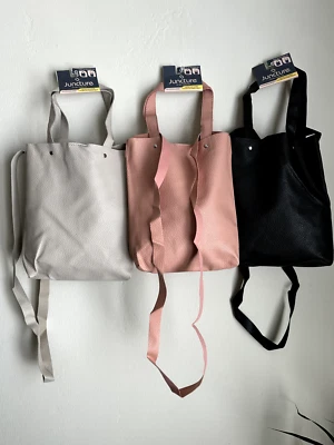 Tablet Tote Bag Purse + Crossbody Button Clasp Closure BLK/PNK/BGE: - Image 1 of 4