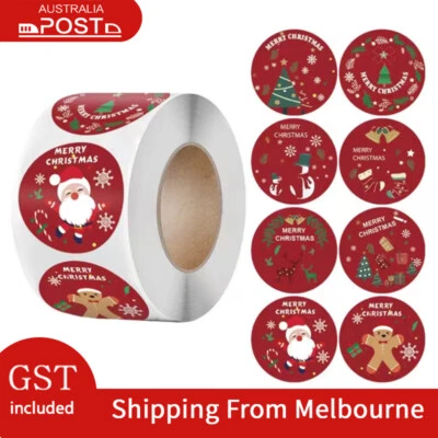 Red/White Merry Christmas Stickers Xmas Decorative Gift Stickers Label 50/100pcs - image 1 of 4