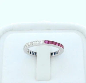 PLATIN RUBIN DIAMANT SAPHIR EHERING JAHRESTAG ETERNITY RING - Bild 1 von 4