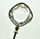 Antique Hatpin Clear Banded Crystal Fine Facets Rainbow Refraction Collectible