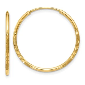 10K Yellow Gold 1.25mm Diamond-cut Endless Hoop Earrings L- 21 mm, W-21 mm - Picture 1 of 4