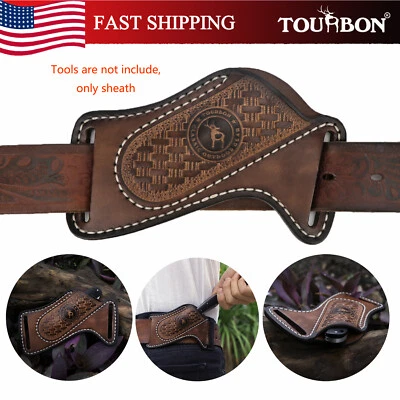 Tourbon Leather Pocket Folding Knife Carrier Sheath EDC Holster for Belt Gift US - Image 1 of 4