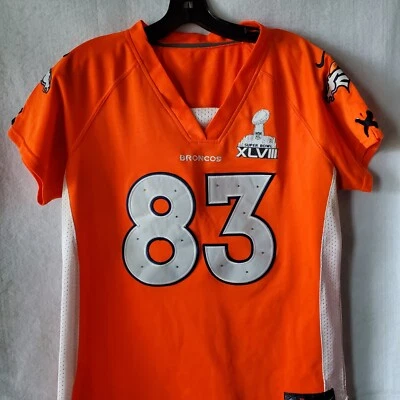 Camiseta de los Denver Broncos Welker #83 Super Bowl XLVIII On Field para mujer XXL Nike Foto 1 de 4