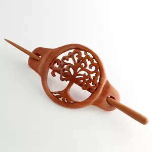 Haarspange Barrette Haarklammer Holz Baum des Lebens Lebensbaum Handarbeit HS59 - Bild 1 von 4