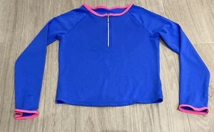 Lilly Pulitzer Girl Mini Sydney Luxletic Quarter Zip Blue XL 12 14 Pullover Top - Picture 1 of 11