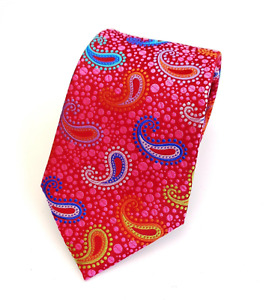 LAWRENCE IVEY, WOW!! STUNNING CERISE & MULTICOLOR 'SPOTTED PAISLEY' TIE FREEPOST