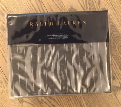 Roupa de cama listrada cinza capa de edredom dupla Ralph Lauren - Imagem 1 de 4