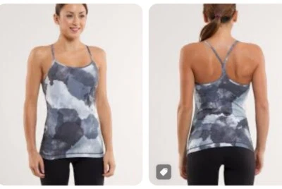 Camiseta sin mangas Lululemon Power Y para mujer sin relleno camuflada incorporada gris talla 6 Foto 1 de 4