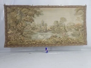 Vintage French Pastoral Scene Verdure Wall Hanging Tapestry 194x104cm - Picture 1 of 12