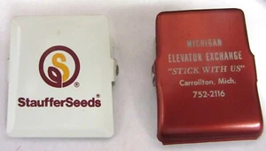 2 Advertising Metal Magnet Paper Clips  : STAUFFER SEEDS, Michigan ELEVATOR Exc - Picture 1 of 2