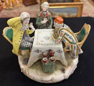 Antique Royal Vienna Porcelain Group of Three Card Players Gallant Figures - Picture 1 of 10
