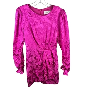 Vestido Saloni Seda Debbie Manga Larga Mini Vestido Rosa Talla 2 - Imagen 1 de 5