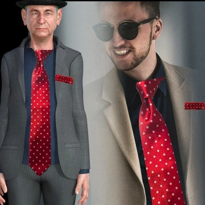 🔥STACY ADAMS CONJUNTO DE CORBATA LUNARES ROJA VIBRANTE (CORBATA + BOLSILLO CUADRADO) NUEVO SIN ETIQUETAS Foto 1 de 4