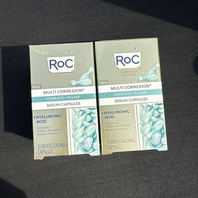2 PIECES- ROC MULTI CORREXION HYDRATE + PLUMP 30CT  SERUM CAPSULES NIB - Image 1 of 2
