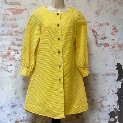 Sweet Mod Amarillo 1960’s Algodón Vestido Traje de Baño Encubrimiento Chaqueta Ligera De Colección Foto 1 de 4