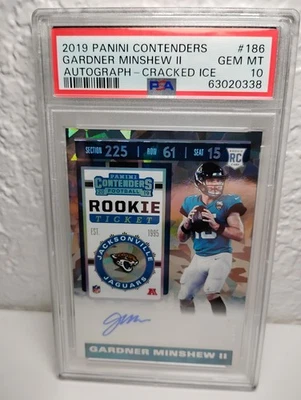 2019 Panini Contenders - Rookie Ticket Gardner Minshew Cracked Ice /23 PSA 10/10 - Image 1 of 2