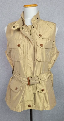 Ralph Lauren Mujer Metálico Dorado Cinturón Safari Ecuestre Chaleco Chaqueta Grande Foto 1 de 4