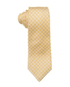 Cravatta Kiton Napoli $370 giallo bianco modello pied de poule 100% seta 3,25” 8 cm - Foto 1 di 3